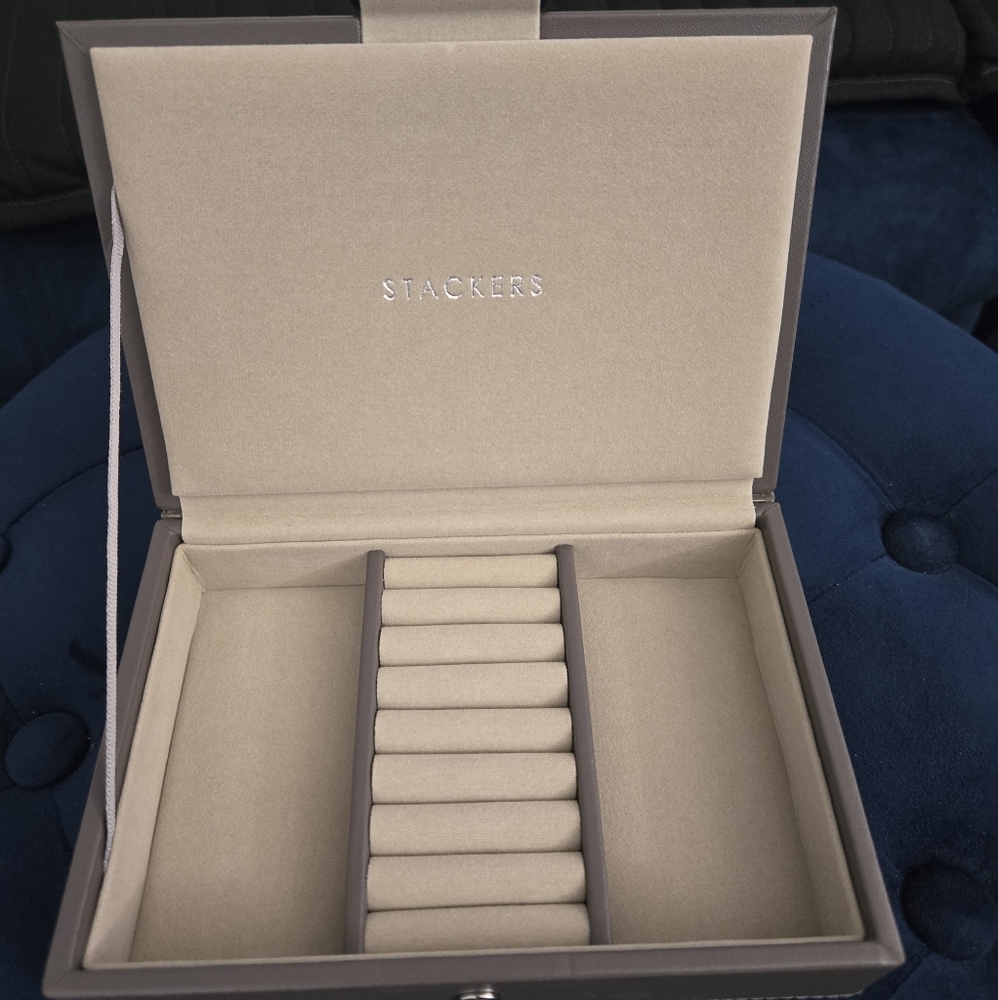 Stackers Small Light Gray Velvet Lined Jewelry Organizer Box